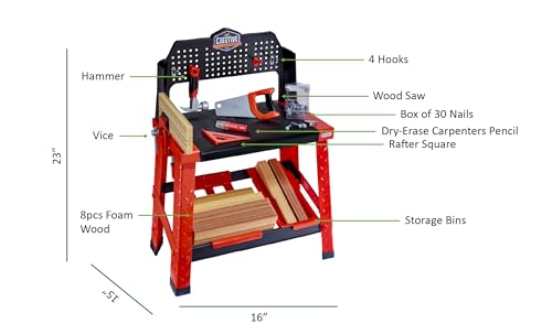 Little Tikes Creative Construction Workbench with 15+ Accessories, Pretend Play Construction Set, for Boys and Girls Ages 3+ Years - image 3