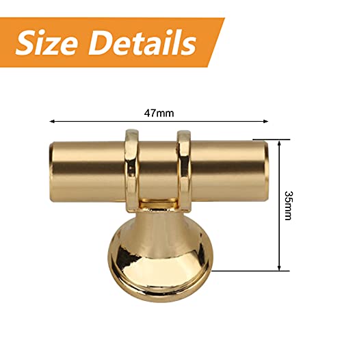 MOROBOR Brushed Brass Single Hole Knob, 10pcs Modern Style T Knobs Cabinet Bar Handle Pull Knobs - Image 2
