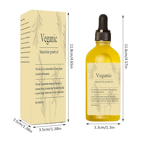 Veganic Natural Hair Growth Oil, 2PCS Veganic hair growth oil Rosemary Oil for Hair Growth Organic,veganic hair oil for dry damaged hair and growth