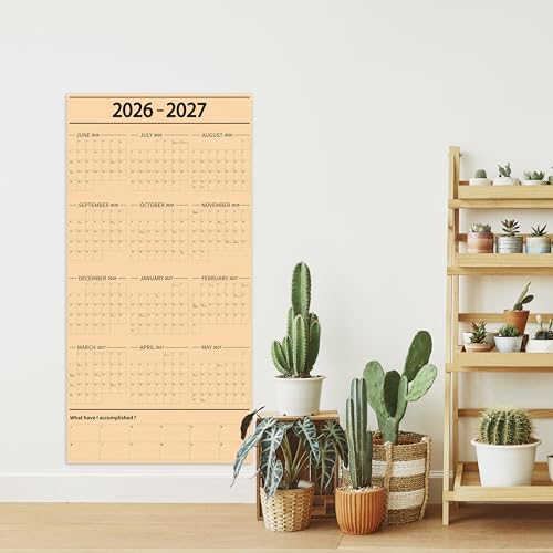 Image of GuassLee Large Yearly Wall Calendar 2026-2027, Full Year Calendar One Page, Jun 2026- May -2027, Annual Wall Calendar 2027, 24 inchX 48 inch 12-Month Calendar Wall with Stickers