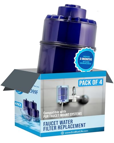 EcoBlueLife Faucet Water Filter Replacement - Contaminant Reduction & Lead-Free Filtration, Easy Install Water Filtration System, Compatible with Multiple Models, Cost-Effective Sink Filter, 4-Pack