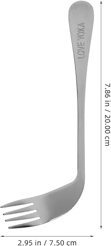 Miniatura 2 de Juego de utensilios adaptativos para zurdos, tenedor y cuchara en ángulo de acero inoxidable, cuchara de fácil sujeción, cuchara de desplazamiento