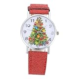 TOVINANNA Reloj Mujer Pulsera Diseño Navideño Elegante Árbol Navidad Correa Acero Inoxidable Resistente para Señora Diario