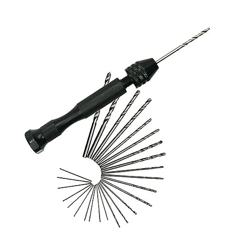 DOITOOL Mini Chuck Hand Drill Set by 25pcs Drill Bits 1pc Vise Hand Drill for Jewelry Watch Repairing