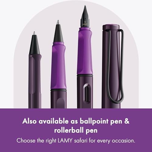 Image of Lamy Safari Violet-Blackberry Fountain Pen with Polished Steel Nib in Line Width F