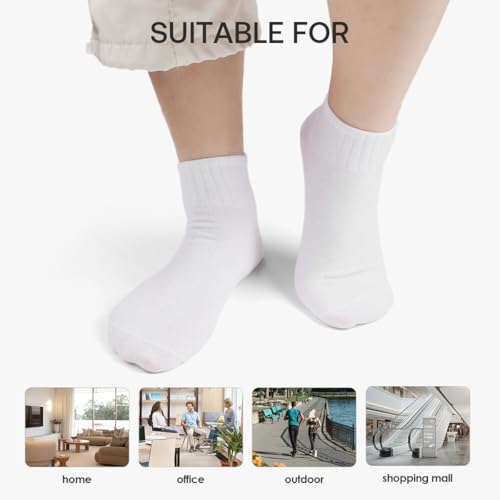 5-Pair Pack Ankle Socks Men Breathable Casual Low Cut Socks for Women Men (White74000)3