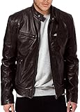 The Leather Factory Men's Sword Black Genuine Lambskin Leather Biker Jacket