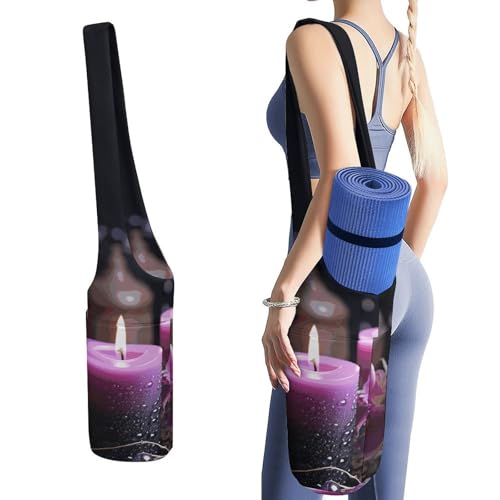 Sac pour tapis de yoga imprimé violet en textile durable avec sangle