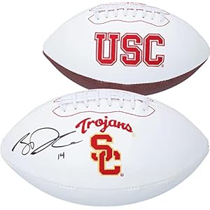 Sam Darnold USC Trojans Autographed White Panel Football with Combo Mark – Autographed College Footballs