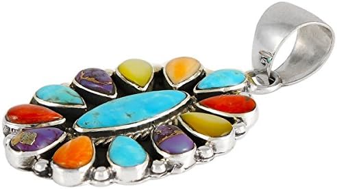 Turquoise Necklace 925 Sterling Silver & Genuine Gemstones Pendant 20" - Image 2