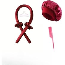 Heatless Curling Set, Overnight Hair Rollers for Natural Big Loose Waves, No Heat Damage Curlers for Women, Soft Velvet Rods with Hair Bun Tools burgundy