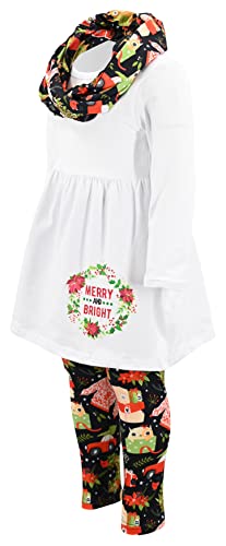 Image of Unique Baby Girls Kids Toddler 3pc Outfit Set Long Sleeve Lightweight Tunic Top Leggings and Scarf