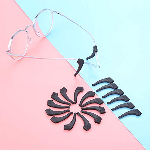 MOLDERP 12 pairs Kids and Adults Sport Eyeglass Strap Holder, Eyewear Retainer, Silicone Anti Slip Holder For Glasses Piece, Ear Hook, Eyeglass Temple Tip (Clear,Black)