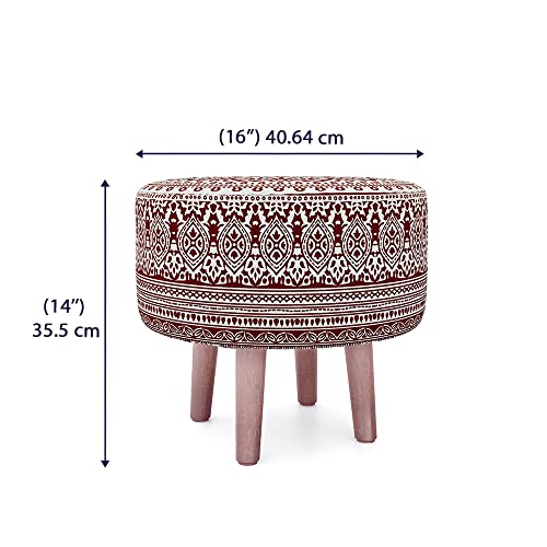 Image of Wakefit Tulum Printed Ottoman (Eva Maroon)