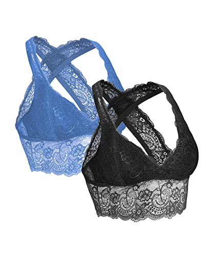 SHEKINI BH Damen Ohne Bügel Spitze Bralette Bustier Gepolstert BH...