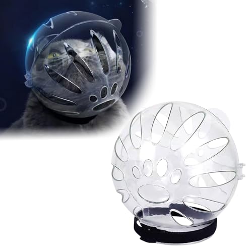 Breathable Cat Bubble Muzzle - Anti Bite Transparent Space Hood|Cat Helmet Multi-Function Design for Bathing, Grooming Or Cutting Nails (11 * 13.5cm)