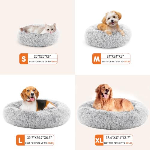 Image of NEWBULIG Round Donut Dog Bed, Large Sized Beds for Indoor Cats and Dogs, Machine Washable Pet Sofa with Anti-Slip, Super Soft Durable Fabric, 37x37 Inch, Grey