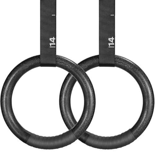LIFERUN Turnringe Ringe Turnen Gymnastikringe, Olympische Gymnastik Rings mit Griffband, Verstellbaren Buckle Straps und Markierungen, Ringe Training für Full Body Workout (ABS - 28 mm)
