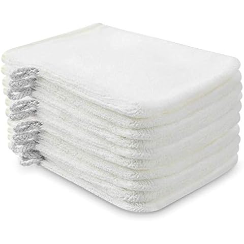 PHOGARY Pack of 10 Microfibre Body Wash Mitts, Soft Face Cleansing Mitts, Bath SPA Terry Cloth, Reusable Makeup Remover Mitt Gloves, 15x20 cm, White Cover