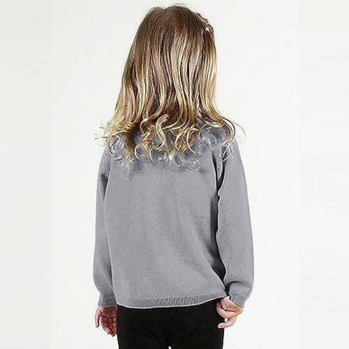 Kids Girls Knitted Cardigan Sweater Button Dowm Round Neck Ribbed Trim Jacket Comfy Warm Coat for Toddler Girls2