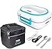 Produktbild N'OVEEN Elektrische Lunchbox LB520 Speisenwärmer, Thermo lunchbox Heizplatte mit 1 Liter Fassungsvermögen  230V + 12V (Auto) - Food Box Warmhalteplatte bis 60°C für Ausflüge, Camping und Urlaub(Blau)