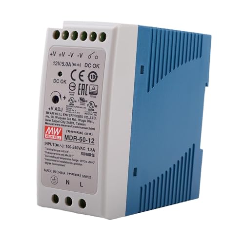 GFZ MDR-60-12 12V 5A 60W Industrial Switching Power Supply with Universal 85-264VAC Input, High Efficiency 85% for LED/Telecom/Control Systems