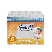 Tenderly Salvaspazio, 96 Rotoli di Carta Igienica, 2 Veli, 220* Strappi per Rotolo, con Estratti...