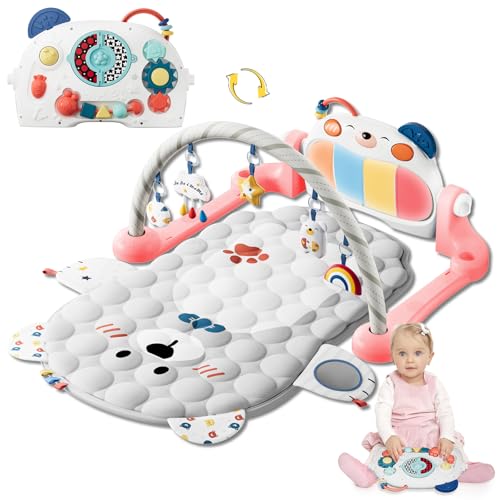 Image of Lauon Baby Play Mat - Double-Sided Piano Gym with Musical, Thicker Bear-Style Tummy Time Mat, Toy Lights & Early Childhood Education Enlightenment for Newborn to Toddler