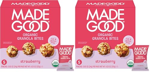 MadeGood Organic Strawberry Granola Minis, 5ct x 0.85oz (Pack of 2)