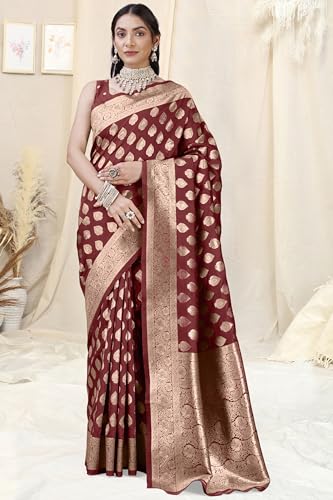 Image of MIRCHI FASHION Women Saree | Banarasi Silk Woven Design Daily Regular Use Sari with Blouse
