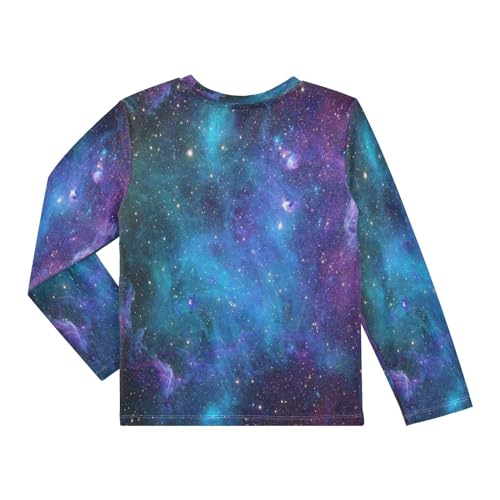 Kids Galaxy Stars Abstract Space Long Sleeve Rash Guard Shirt Blue Purple Swim Shirt for Boys Girls UPF 50+ 3-12T2