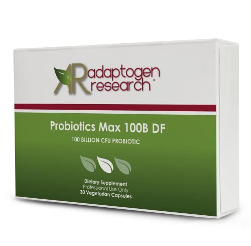 Probiotics Max 100 Billion Df | 4 Strains Lactobacillus Acidophilus Lactobacillus Plantarum Bifidobacterium Longum Howaru Bifido | No Refrigeration | 30 Acid-Resistant Vegetarian Drcaps • By Adaptogen Research Pharmaceutical Grade Supplements #TOP4