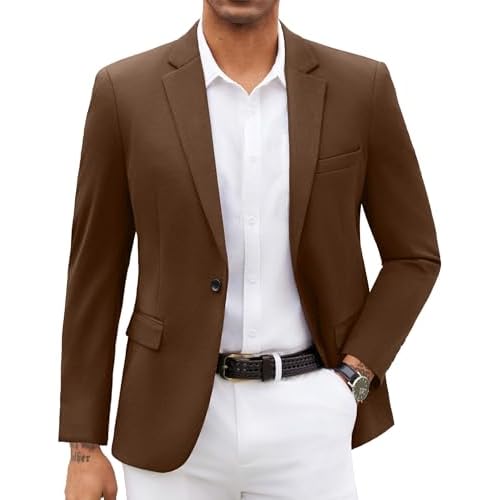 COOFANDY Mens Blazer Jacket One Button Casual Suit Jackets Stretch Knit Sport Coat