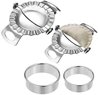 YUEMING 4 Pcs Dumpling Maker, Stainless Steel Dumpling Mold Set, Gyoza Mould Ravioli Mold Dough Press Cutter Wrapper Pie Crimper Pastry Tools for Home Kitchen Accessories Small and Large
