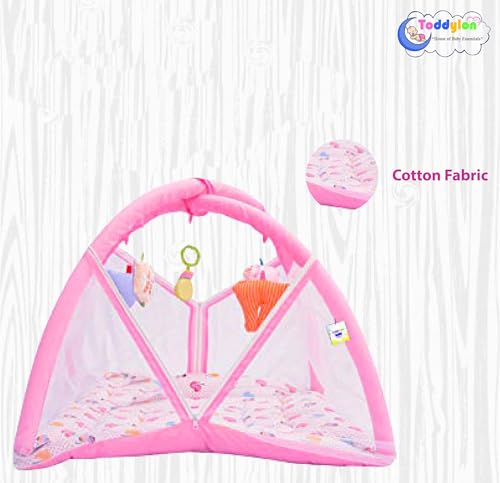 Image of Toddylon Baby Bed New Born Baby Bedding Set Combo of Baby Mattress with Mosquito Net | Carry Bag | Cotton Beds | Carry Bag | Unisex Infants (0-6 Months) (2PCS Set)