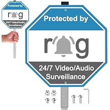 1 Pack Security Yard Sign,10" x 10" Aluminum Audio/Video Recording Monitoring Sign,Metal Yard Signs with 28" Metal Stakes,Weather Resistance Reflective