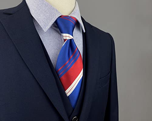 S&W SHLAX&WING Gravatas masculinas azul com listras brancas vermelhas gravatas skinny tamanho slim