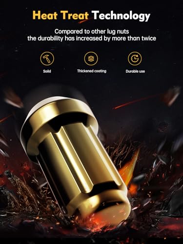 Image of MIKKUPPA M12x1.5 Lug Nuts, Gold 20PCS Closed End Spline Lug Nuts