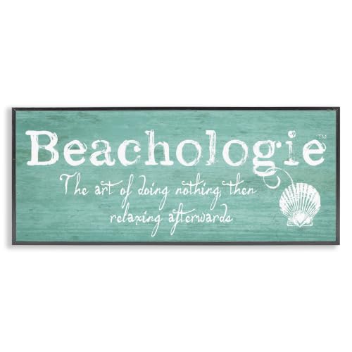 Beachologie Shell Sign Coastal Humor, 10 x 24 Inch Framed Giclée Print