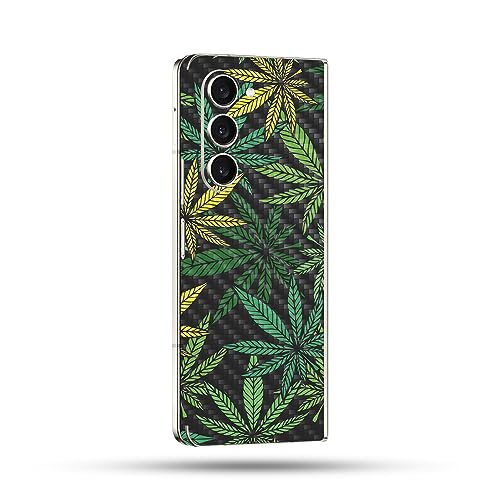 Image of MightySkins Carbon Fiber Skin Compatible with Samsung Galaxy Z Fold 5 Full Wrap - Cannabis Culture | Protective, Durable Textured Carbon Fiber Finish | Easy to Apply | Made in The USA