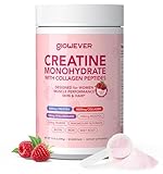 GlowEver Creatine for Women | 5g Creatine Monohydrate + 4g Collagen Peptides Complex Creatine Powder | Sugar-Free, Gluten-Free, Non-GMO, Easily Soluble | Raspberry, 30 Servings