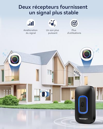 Sonnette sans fil intérieur extérieur étanche IP66 pour éviter les pannes de piles