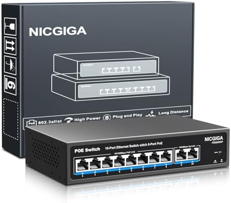 Conmutador PoE de 8 Puertos con 8 Puertos PoE+ de 100 Mbps a 120 ...