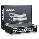8 Port PoE Switch with 8 Ports 100Mbps PoE+@120W + 2 * Gigabit Uplink Port, NICGIGA 10 Port 802.3af/at Power Over Ethernet Network Switch Unmanaged, VLAN and 250m Extender Mode, Fanless.