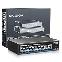 NICGIGA – 8 Port PoE Switch Unmanaged mit 8 Ports 100 Mbit/s PoE+@120 