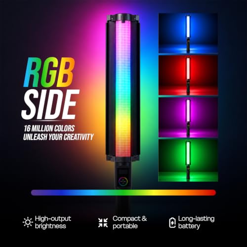 Image of HIFFIN HFB-650 30W RGB Wand Light for Video Shooting & Photography, Handheld LED Light Stick, 2700K-7500K CCT, 3800 Lumens, 100% Dimming, 11 FX Modes, App Control, 2200mAh Battery