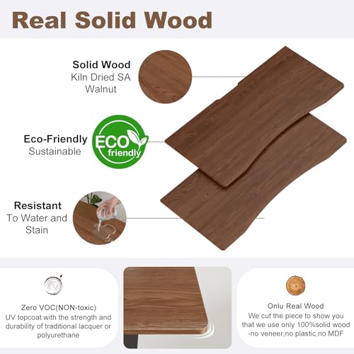 Image of Solid Wood Electric Standing Desk 47.2 inchx23.6 inchHome Office Desk,Adjustable Workbench with 3 Stages Single Motor, Computer Workstation with T-Shaped Metal Bracket,Walnut Standing Desk for Gaming(1 Box)