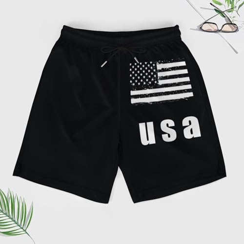 Poland Flag Men's Shorts Casual Elastic Waist Drawstring Summer Beach Shorts4