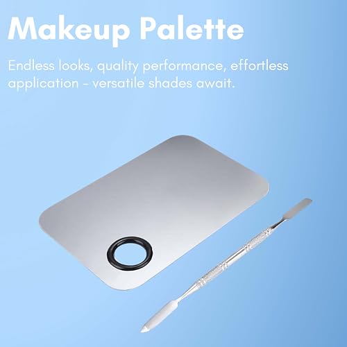 Beauté Secrets 2 in 1 Makeup Cosmetic Mixing Palette, Stainless Steel Foundation Palette with Spatula for Mixing Foundation, Eye Shadow, Eyelash, Lipstick, Nail Art, Silver - Image 6