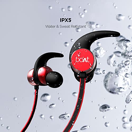 Image of Boat Rockerz 255 in-Ear Earphones with 8 Hours Battery, IPX5, Bluetooth V5.0 and Voice Assistant(Raging Red)